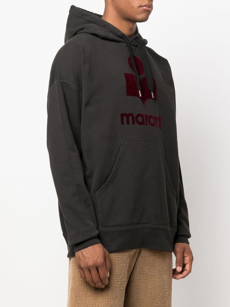 Black Logo Print Cotton Hoodie