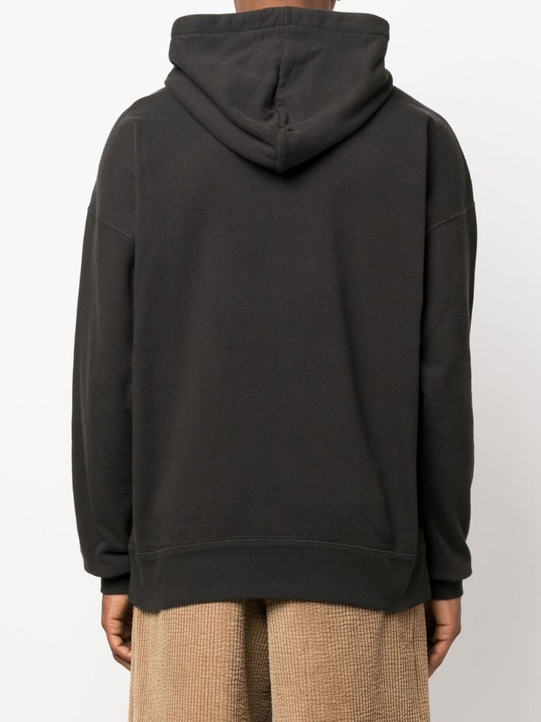 Black Logo Print Cotton Hoodie