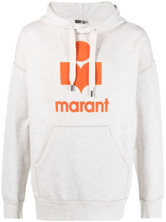 Neutral Logo Print Cotton Hoodie