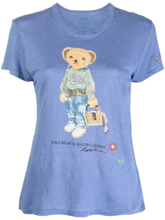 Blue Polo Bear Linen T-shirt