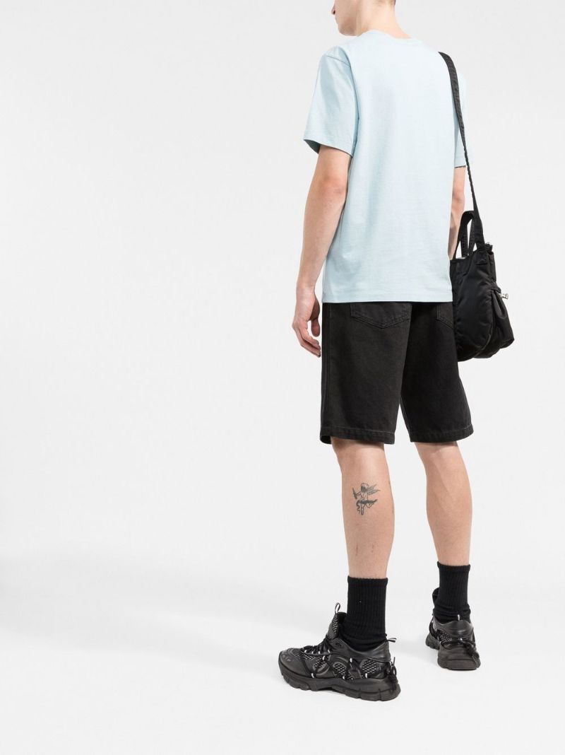 Blue Boke Flower Embroidered T-shirt