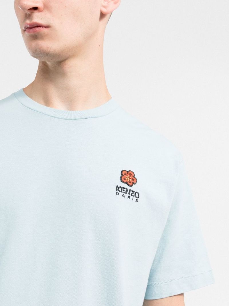 Blue Boke Flower Embroidered T-shirt