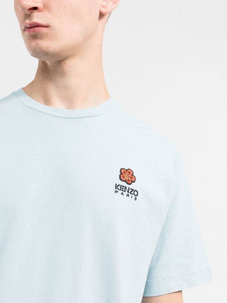 Blue Boke Flower Embroidered T-shirt