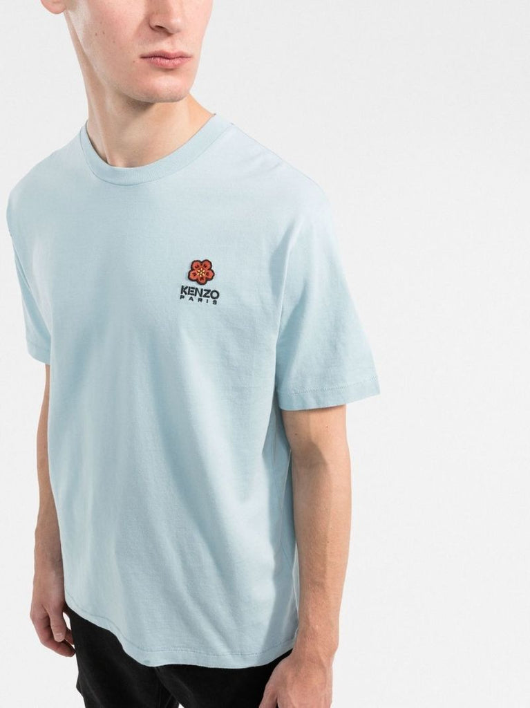 Blue Boke Flower Embroidered T-shirt