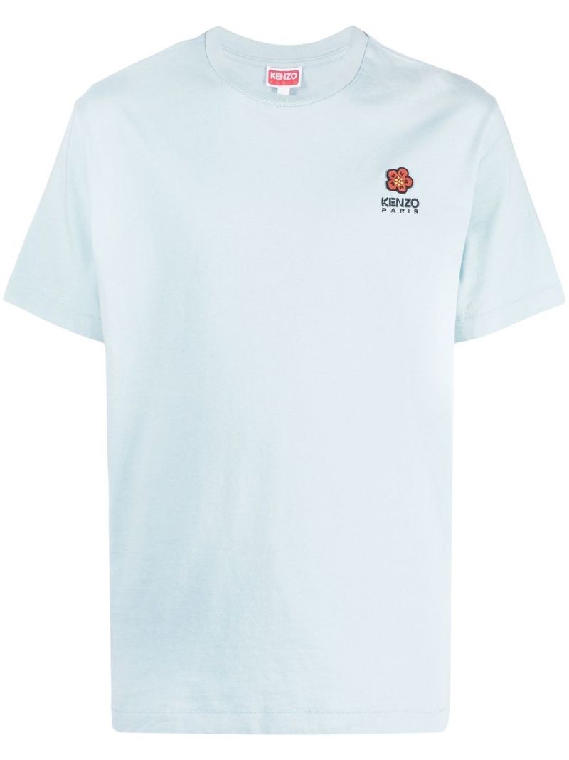 Blue Boke Flower Embroidered T-shirt