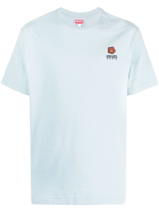 Blue Boke Flower Embroidered T-shirt