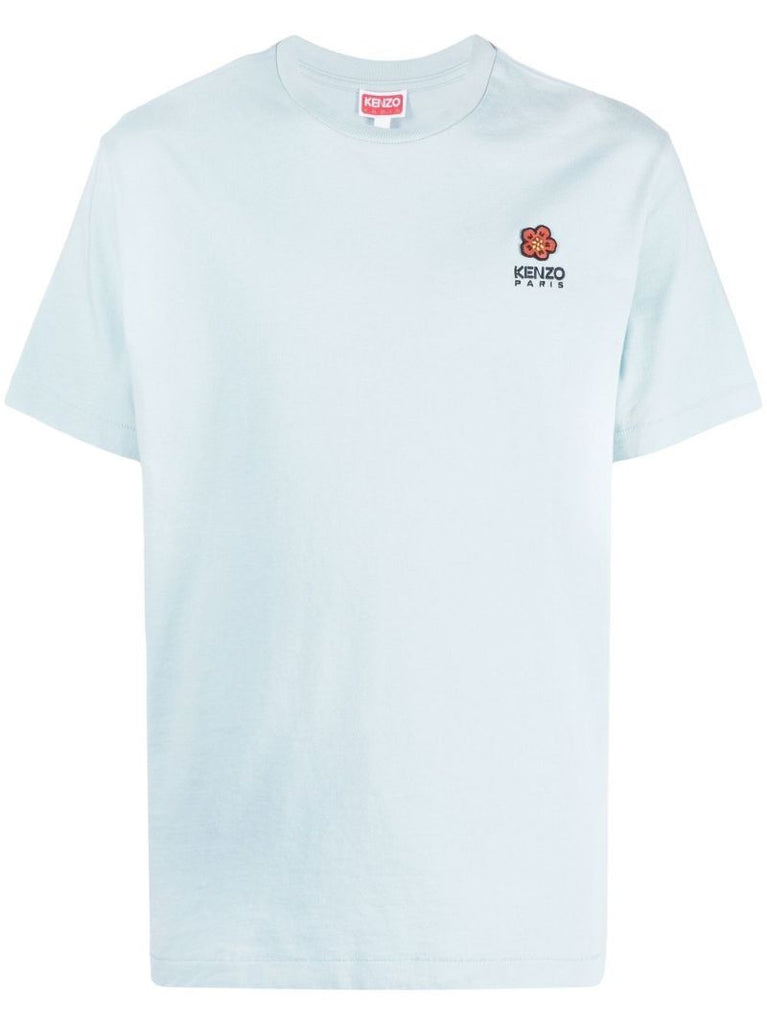 Blue Boke Flower Embroidered T-shirt