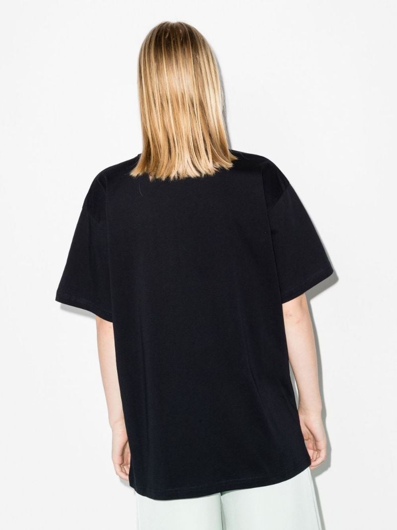 Black Double Smiley Logo Print Cotton T-shirt
