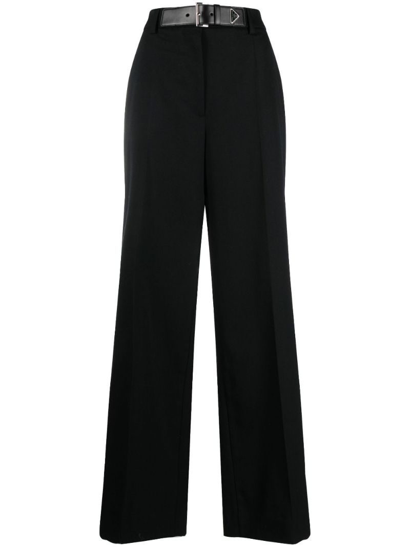 Black Belted Wool Trousers