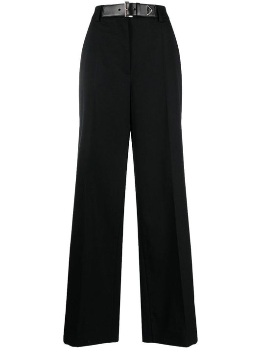 Black Belted Wool Trousers