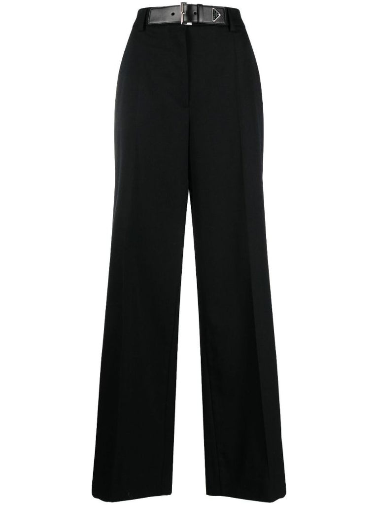 Black Belted Wool Trousers
