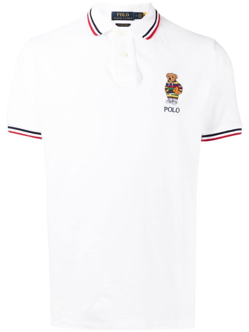 White Active Bear Cotton Polo Shirt
