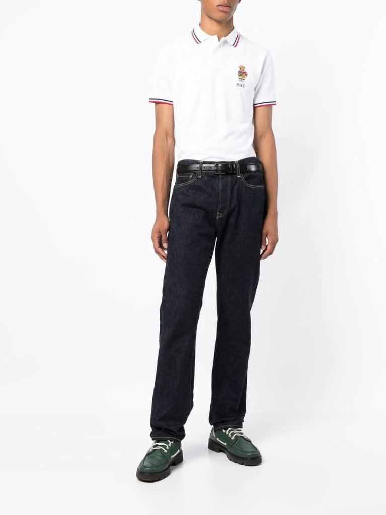 White Active Bear Cotton Polo Shirt