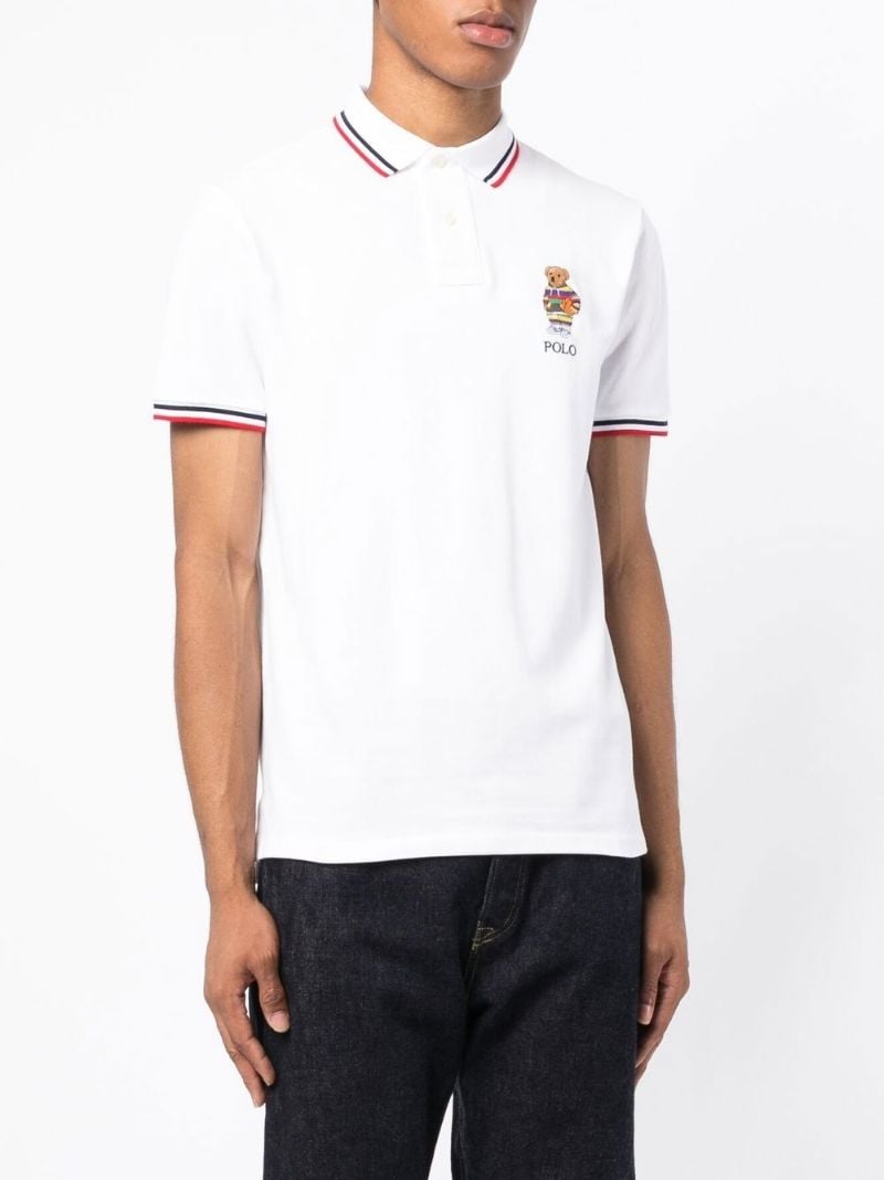 White Active Bear Cotton Polo Shirt