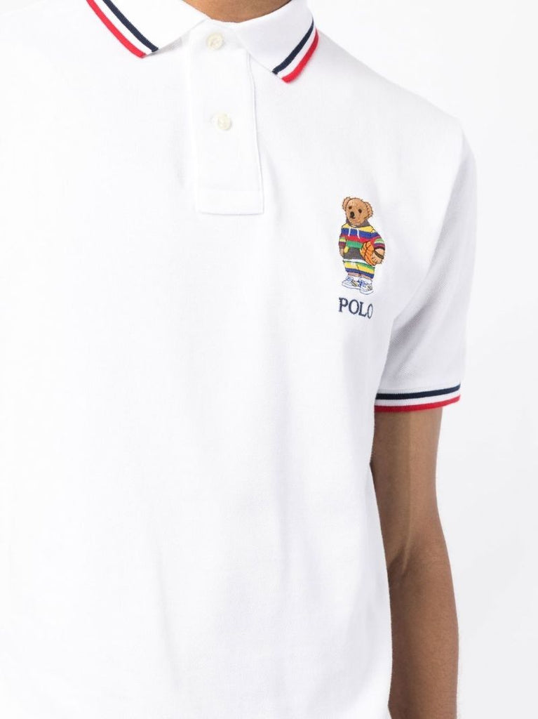 White Active Bear Cotton Polo Shirt
