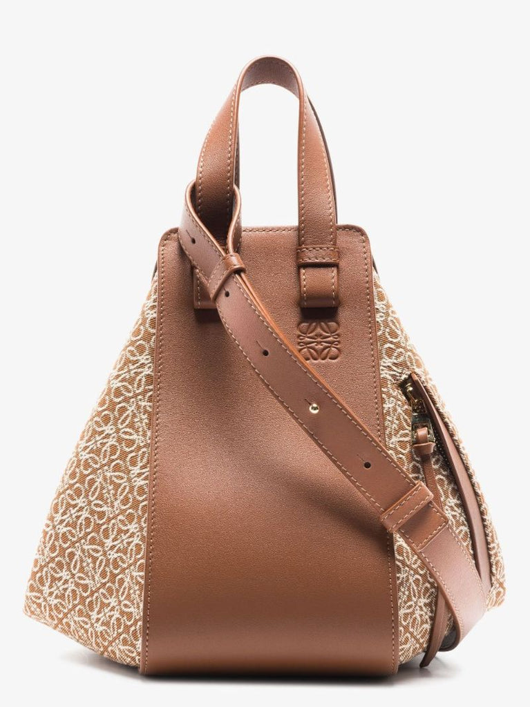 Brown Hammock Small Anagram Jacquard Leather Tote Bag