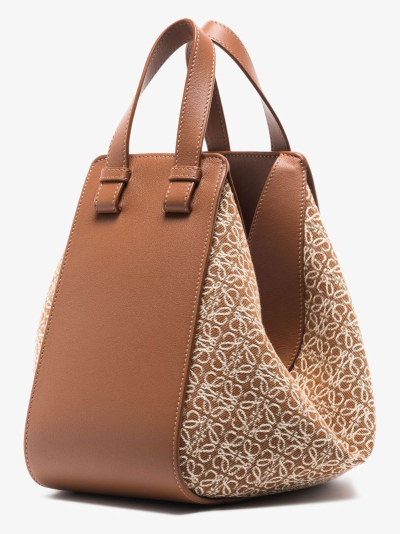 Brown Hammock Small Anagram Jacquard Leather Tote Bag
