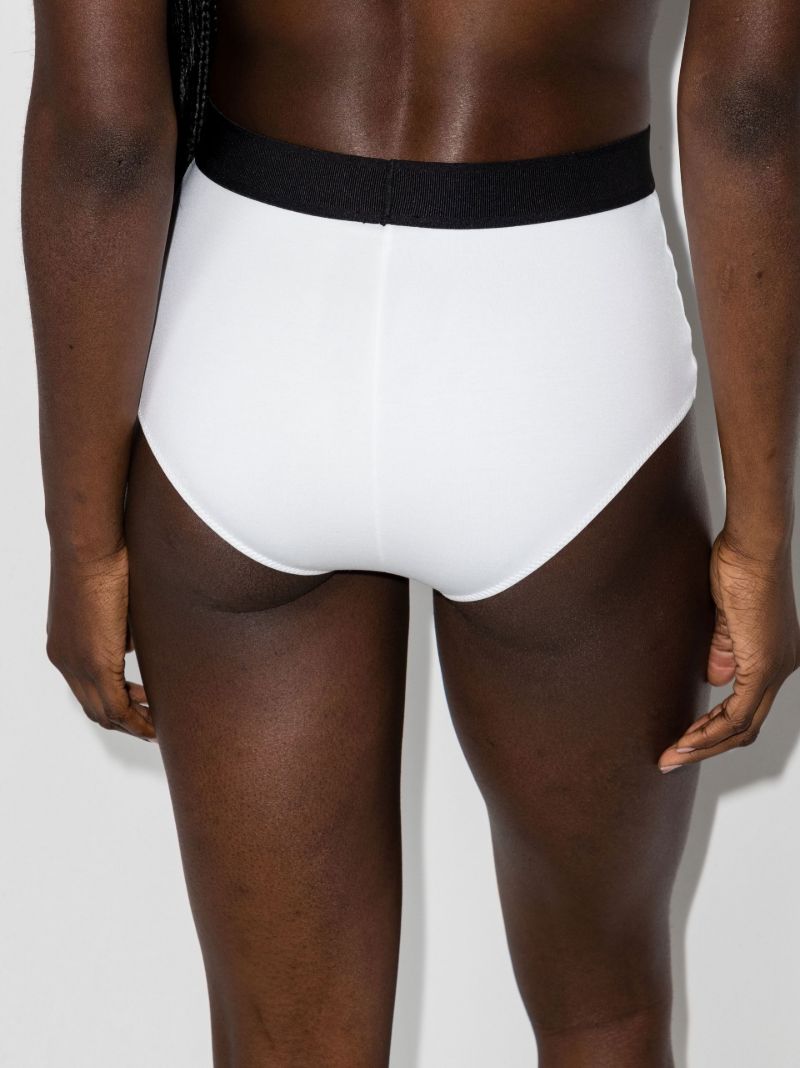 White High-waisted Logo Band Briefs