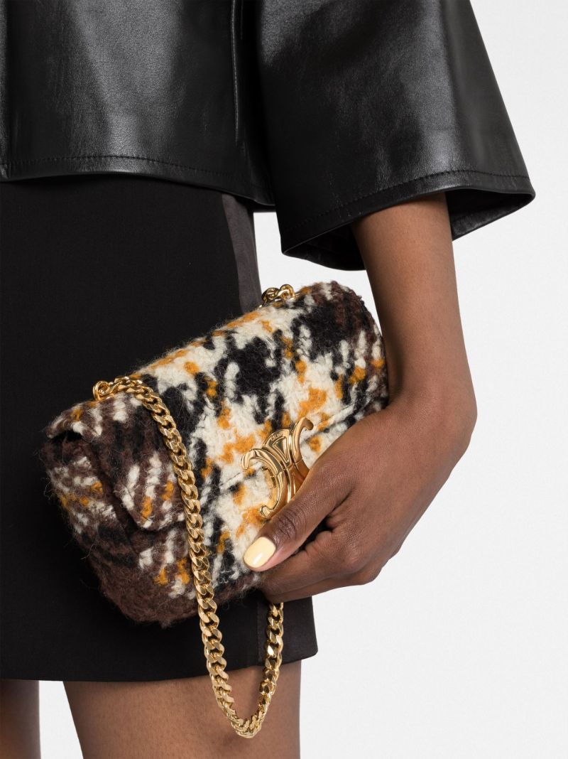 Brown Triomphe Tartan Shoulder Bag
