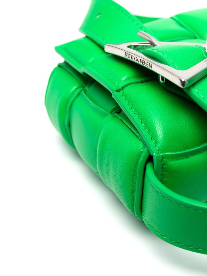 Green Padded Cassette Leather Cross Body Bag