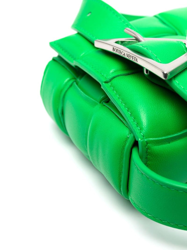 Green Padded Cassette Leather Cross Body Bag