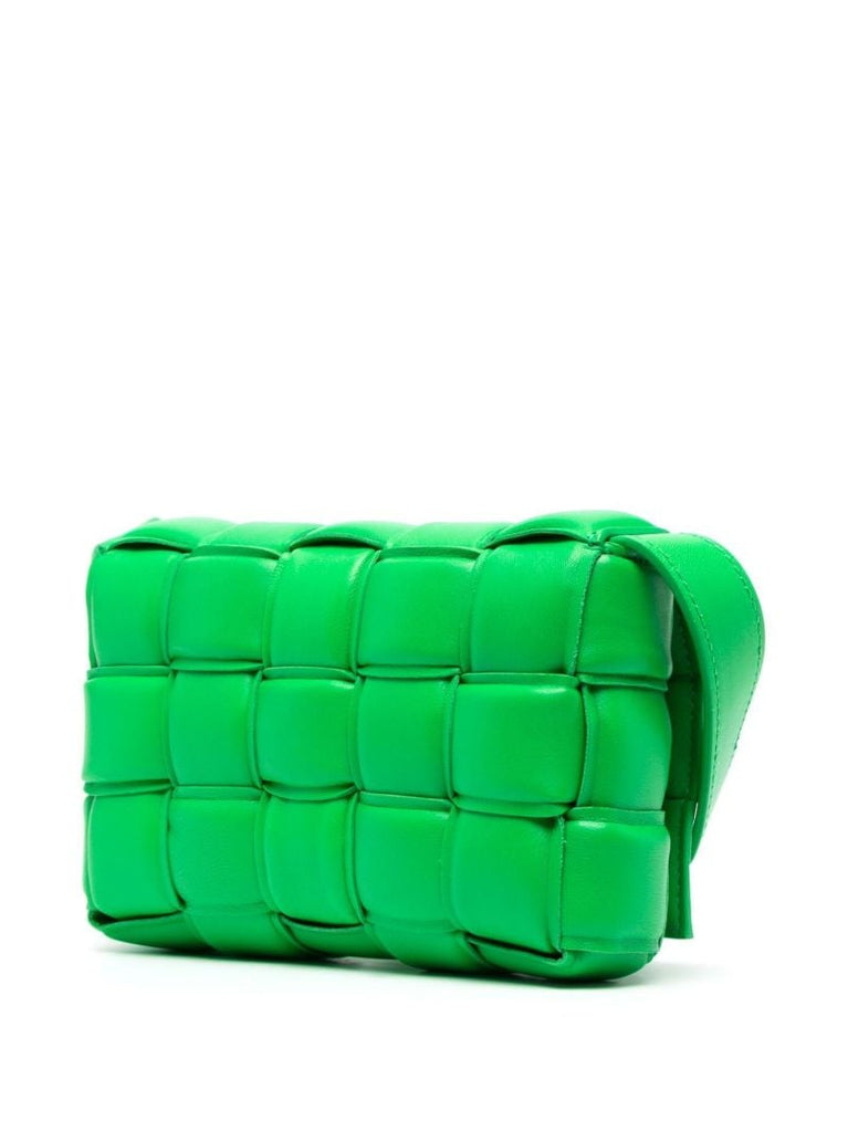 Green Padded Cassette Leather Cross Body Bag