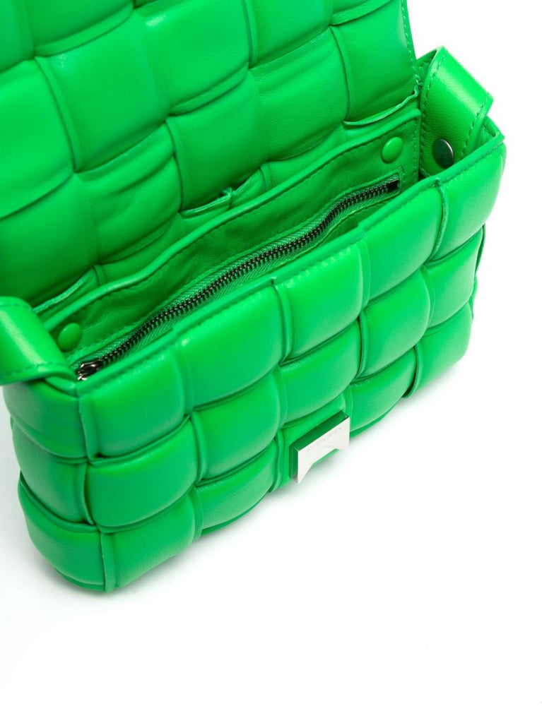 Green Padded Cassette Leather Cross Body Bag