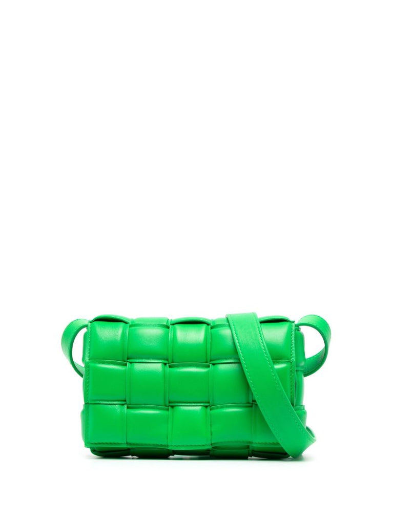Green Padded Cassette Leather Cross Body Bag