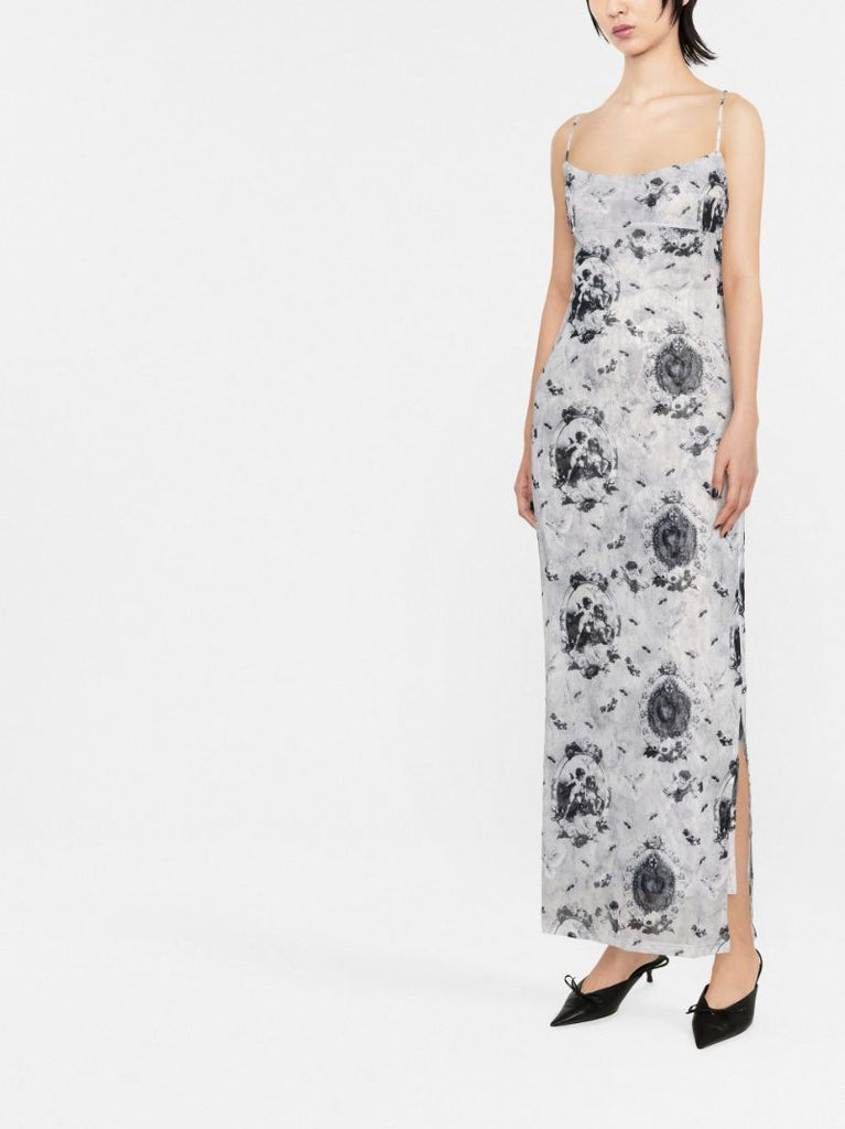 Grey Thais Graphic Print Maxi Dress