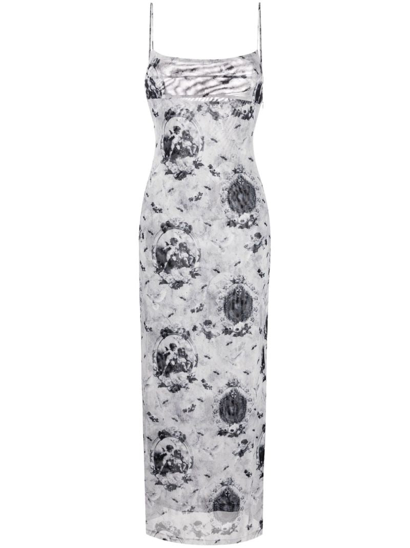 Grey Thais Graphic Print Maxi Dress
