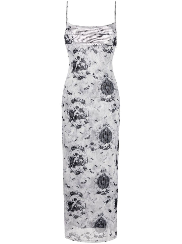 Grey Thais Graphic Print Maxi Dress