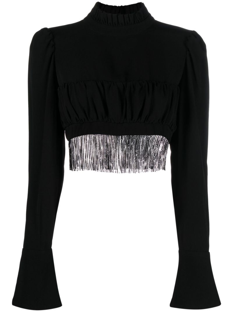 Black Fringed Crop Top
