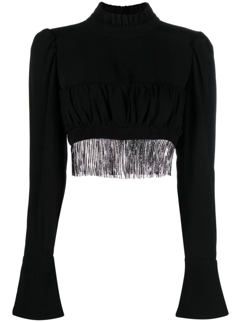 Black Fringed Crop Top