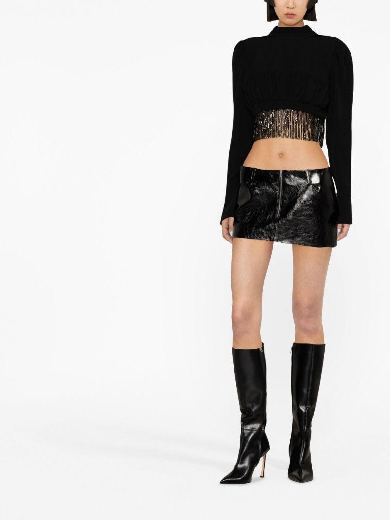 Black Fringed Crop Top
