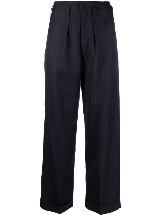 Blue Janet Pinstripe Wool Trousers