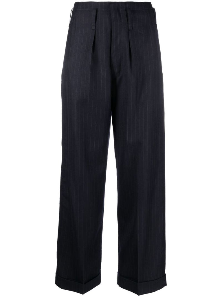 Blue Janet Pinstripe Wool Trousers