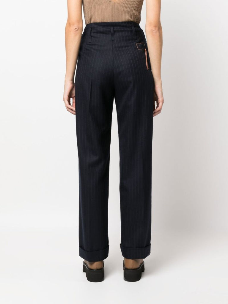 Blue Janet Pinstripe Wool Trousers