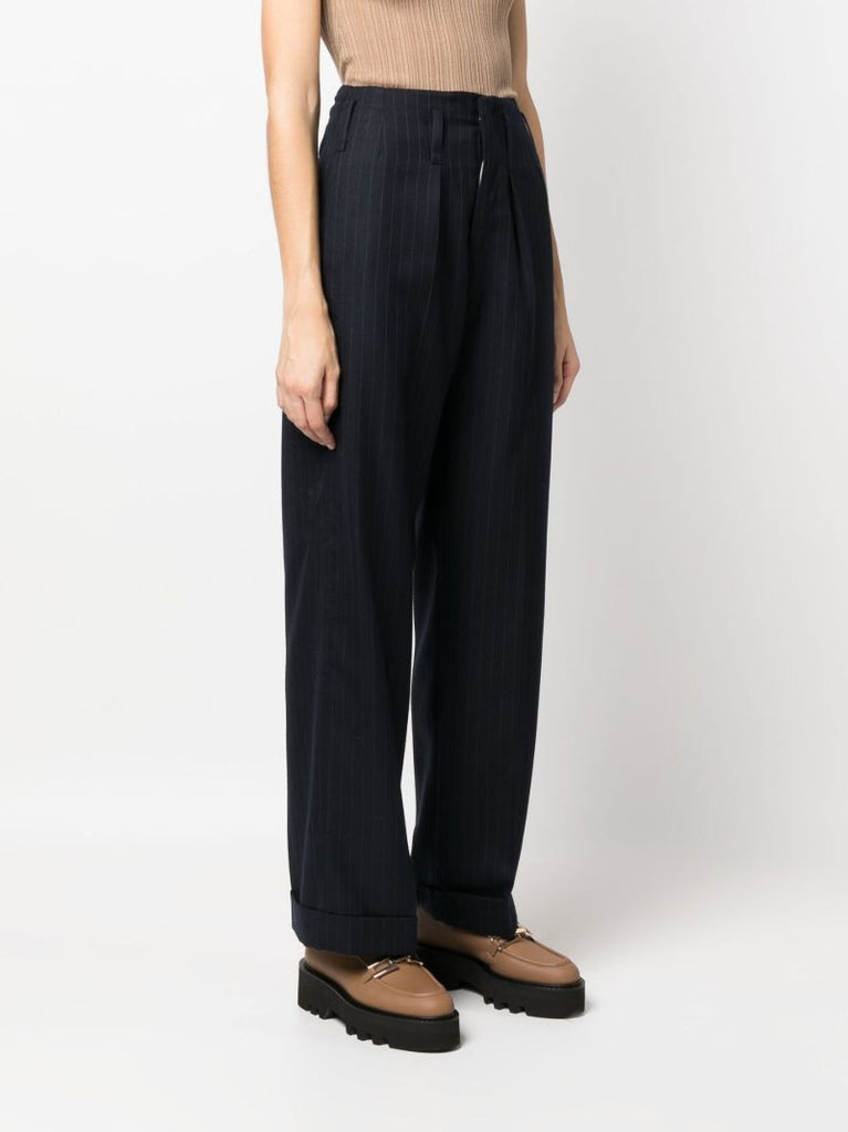 Blue Janet Pinstripe Wool Trousers