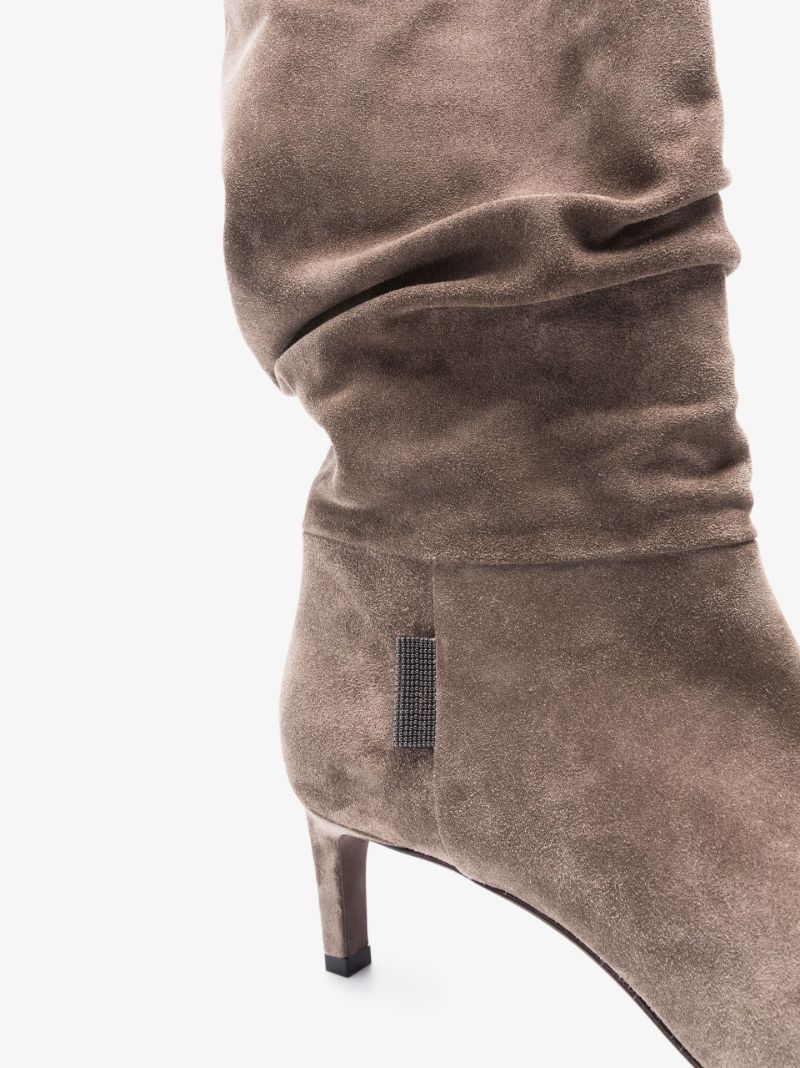 Beige 35 Monili Suede Ankle Boots