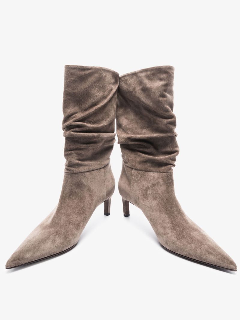 Beige 35 Monili Suede Ankle Boots