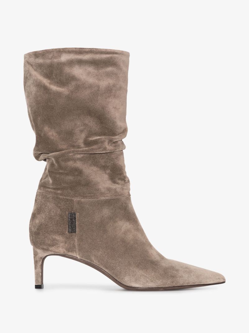 Beige 35 Monili Suede Ankle Boots