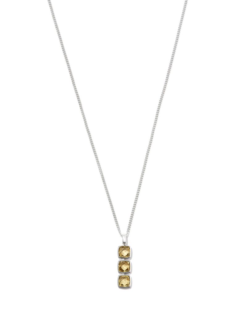 Sterling Silver Mini Cushion Quartz Necklace