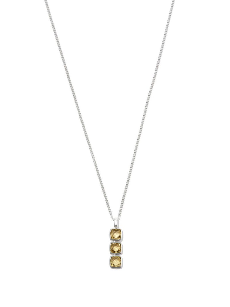 Sterling Silver Mini Cushion Quartz Necklace