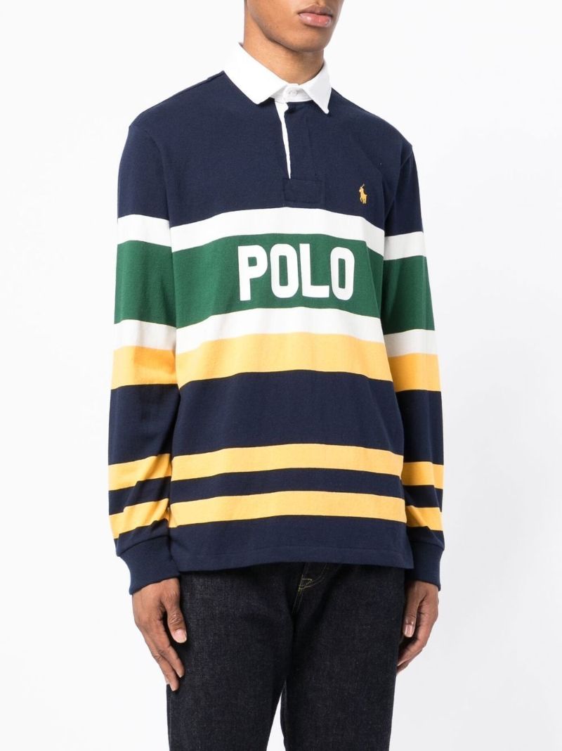 Blue Striped Logo Rugby Shirt