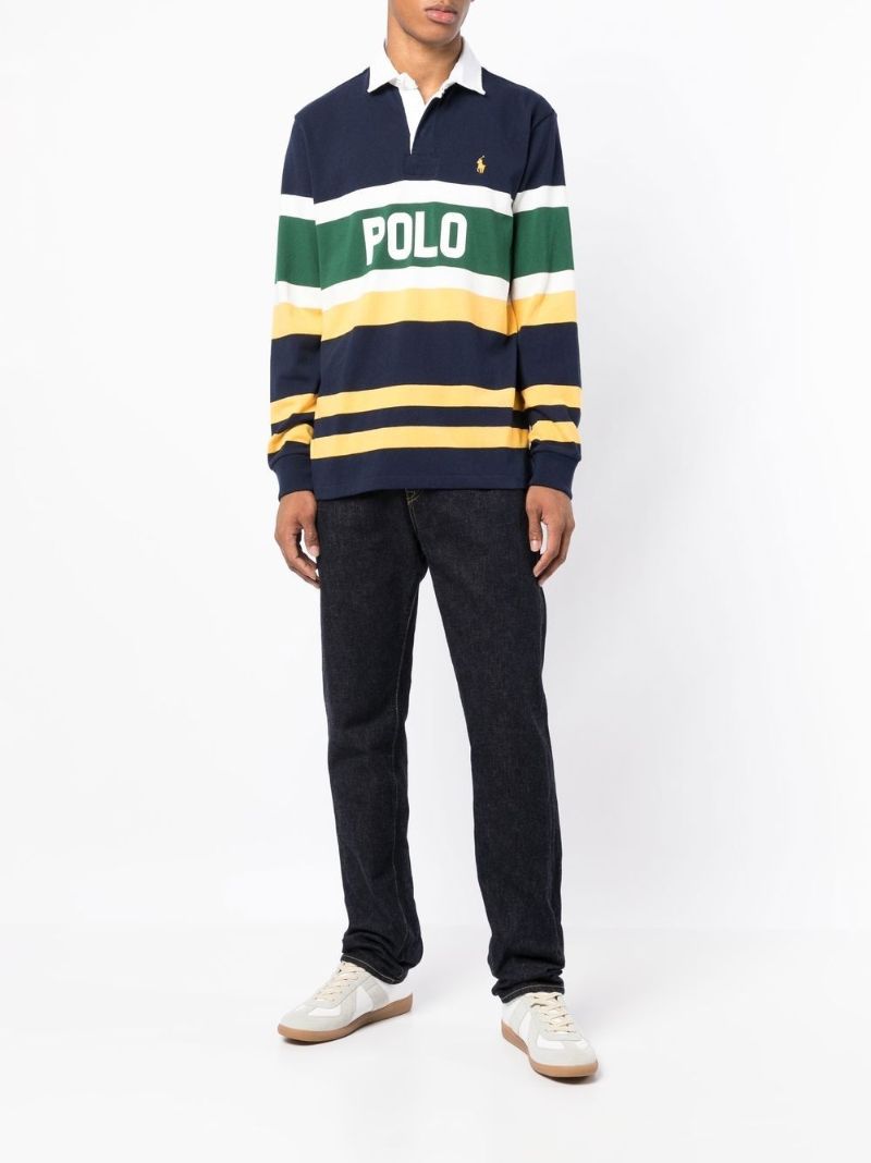 Blue Striped Logo Rugby Shirt