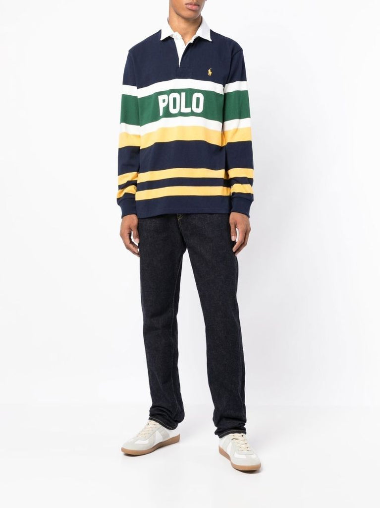 Blue Striped Logo Rugby Shirt