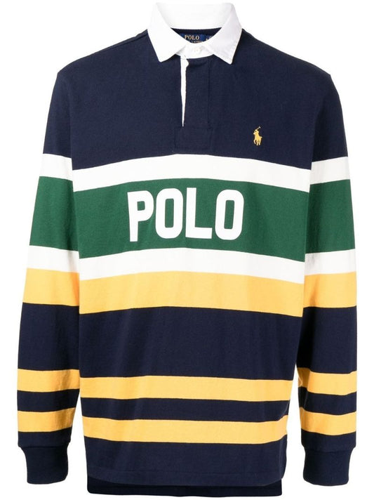 Blue Striped Logo Rugby Shirt