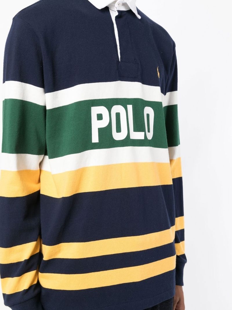 Blue Striped Logo Rugby Shirt