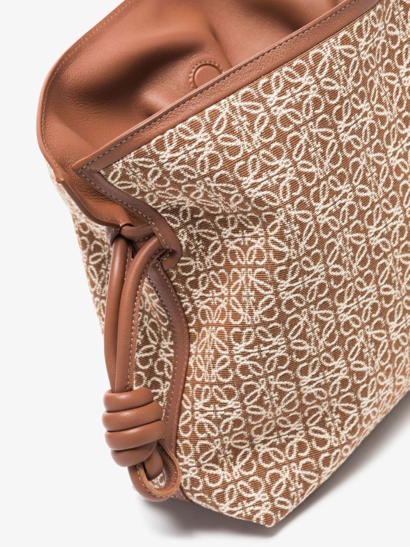 Brown Flamenco Anagram Jacquard Clutch Bag