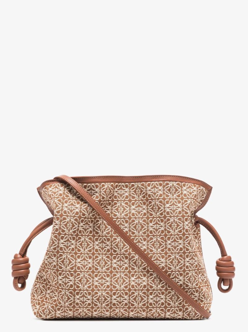 Brown Flamenco Anagram Jacquard Clutch Bag